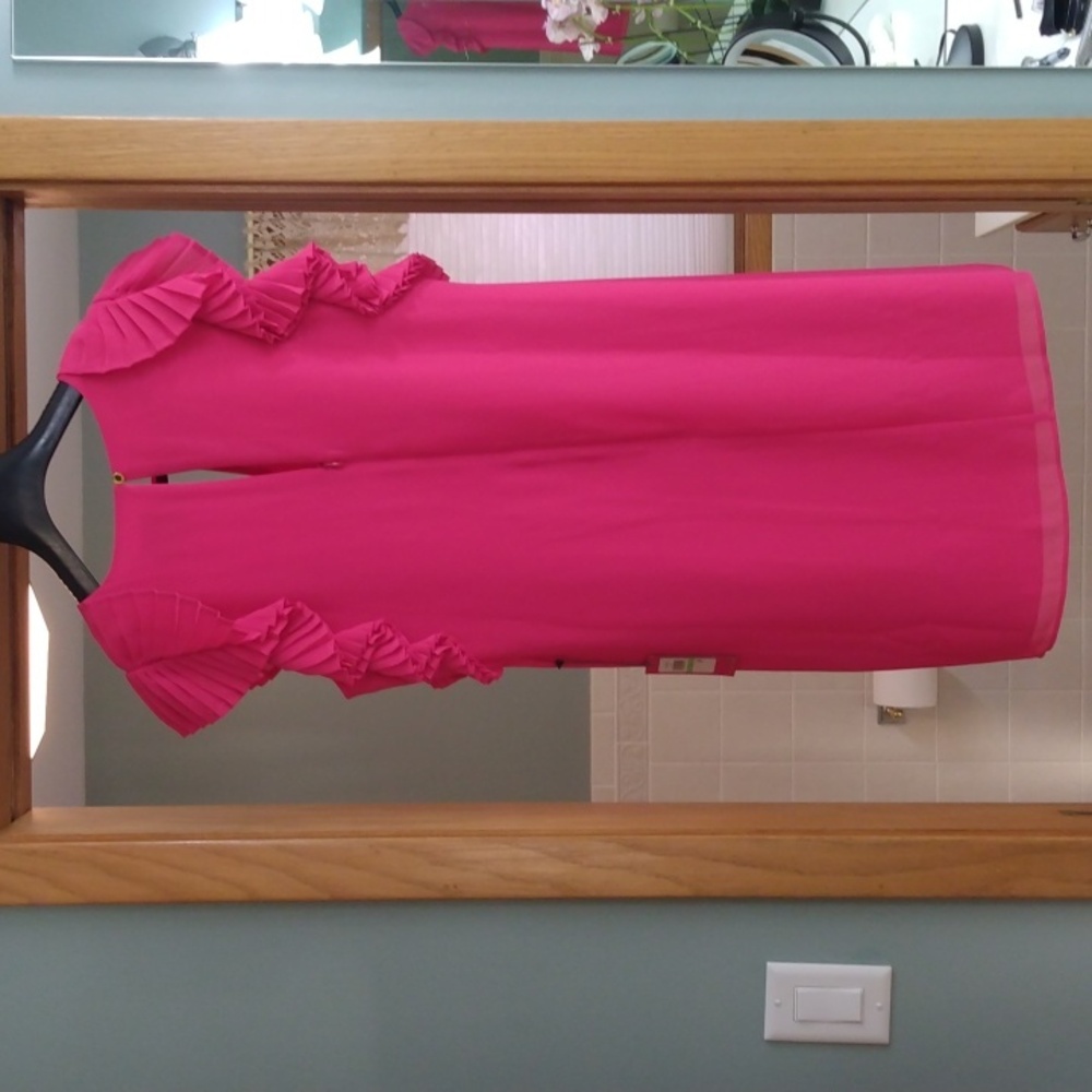 VINCE CAMUTO CORAL RUFFLED SLEEVELESS SHIFT DRESS NWT SIZE 8 - Picture 5 of 10
